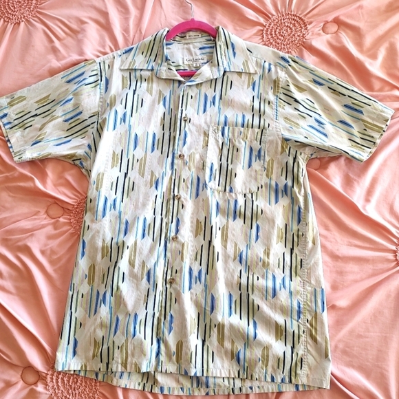 GUY LAROCHE MONSIEUR COTTON RETRO SHORT SLEEVE BUTTON UP SHIRT. MEDIUM. - Picture 3 of 9